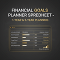 Financial Goals Planner Spreadsheet – 1-Year & 5-Year Planning PDF Template